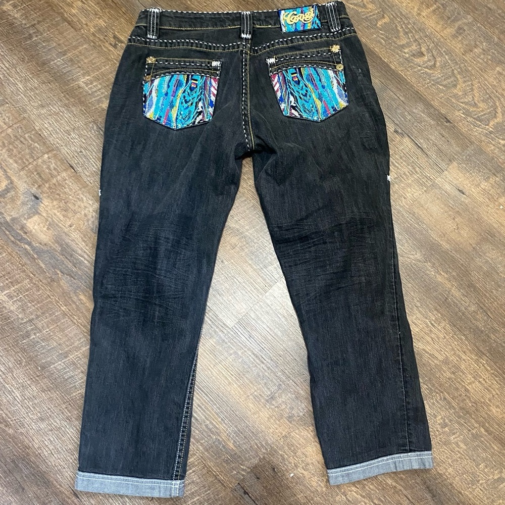 COOGI 101-041747 7/8 25 WASHED BLACK STRAIGHT LEG W/TOP STITCHING&CONTRAST CUFF